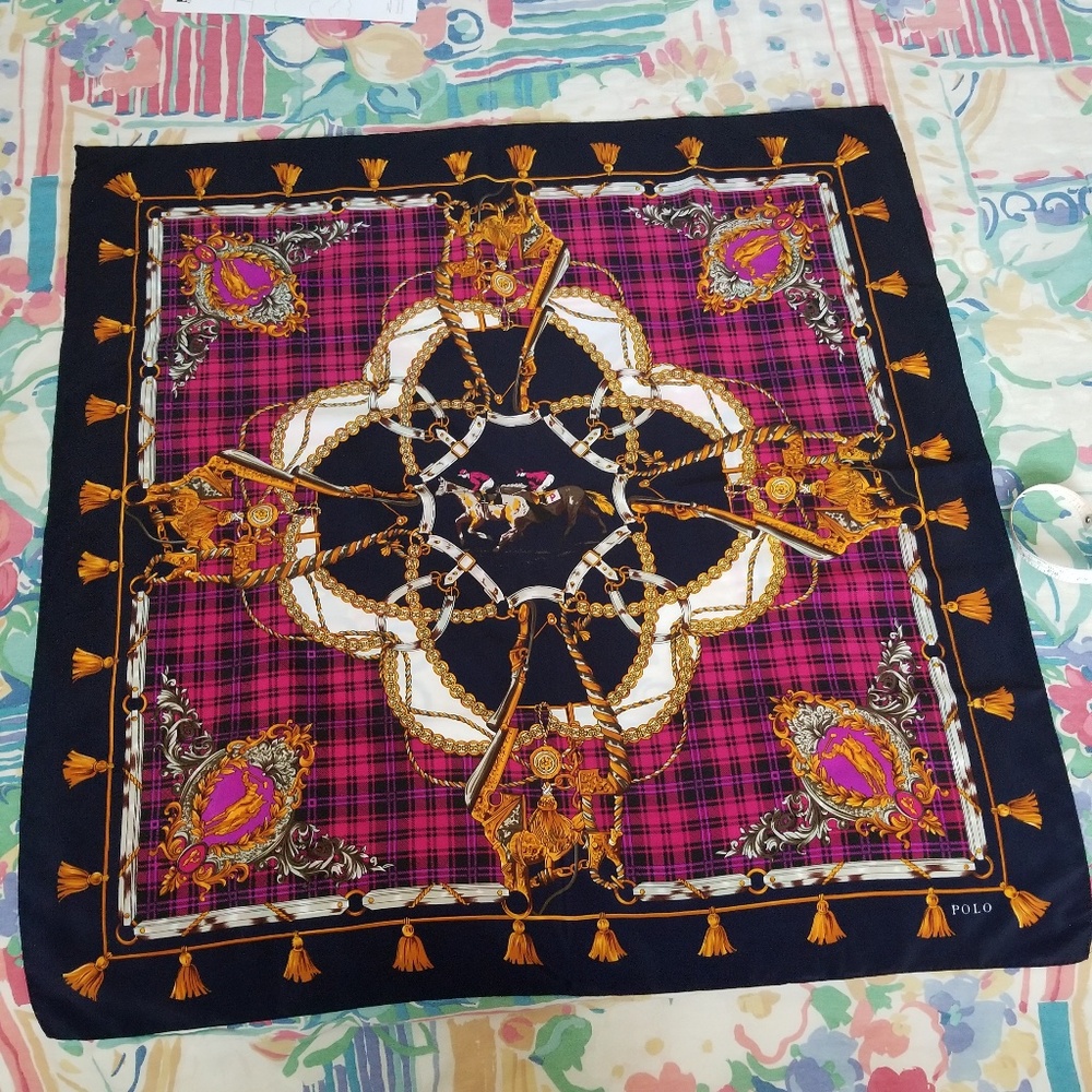SOLD Ralph Lauren Polo scarf silk(?) equestrian
